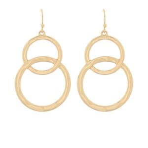 Duo Circle Linked Drop Earrings